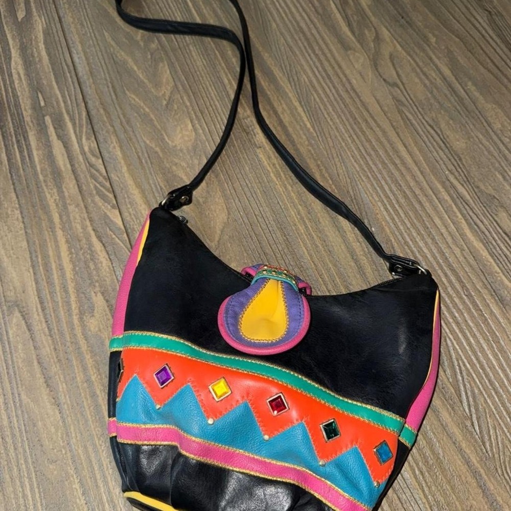 Diva 90s y2k Jeweled Leather Shoulder Bag